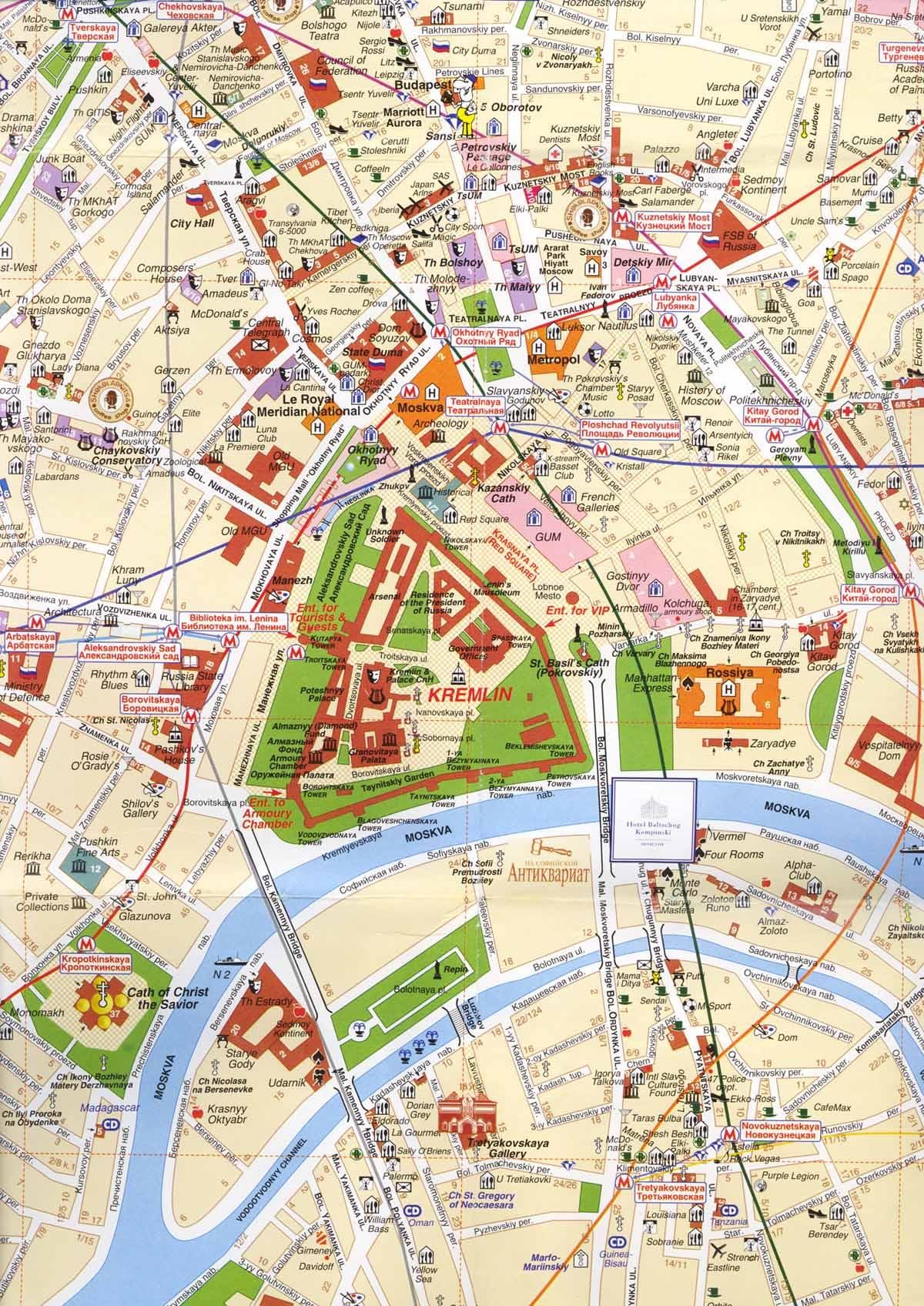 Moscú centro de la ciudad mapa