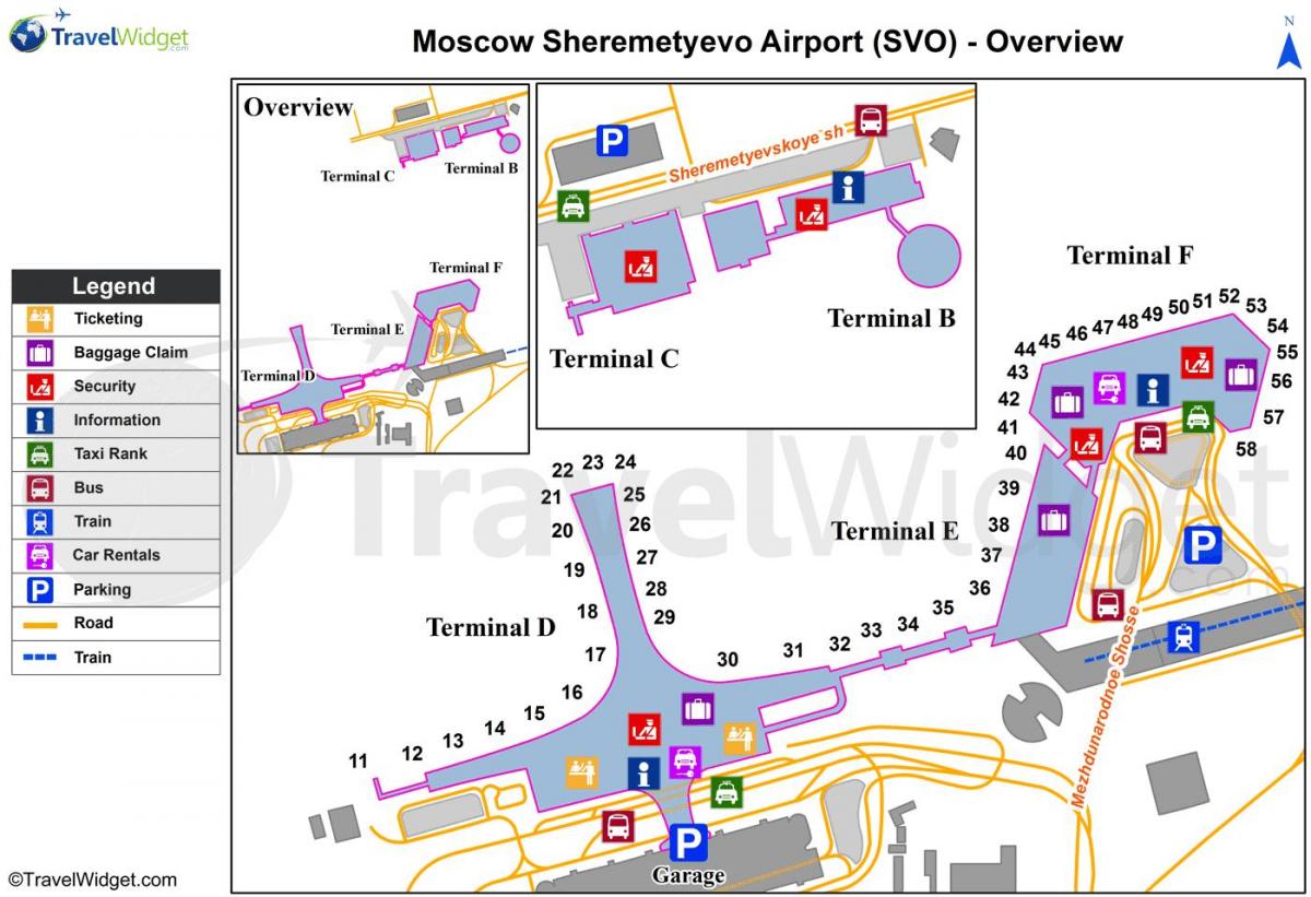 Sheremetyevo mapa de terminales