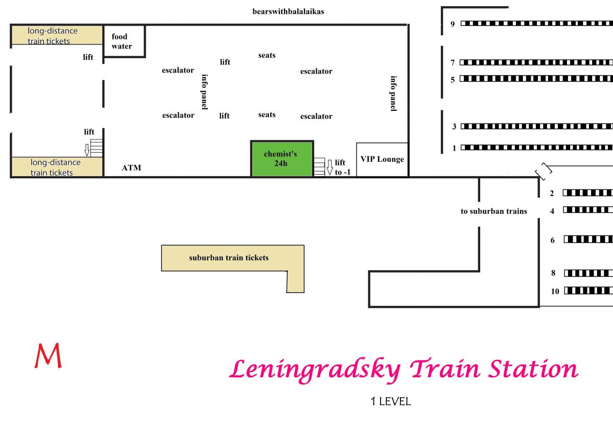 mapa de la estación de Leningradsky en Moscú