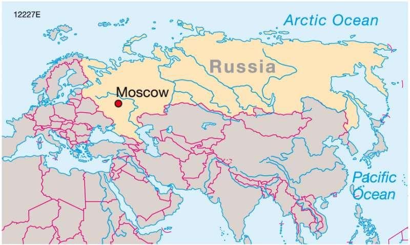 Moscú en el mapa de Rusia
