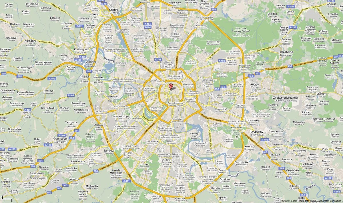 Moskva mapa de las autopistas