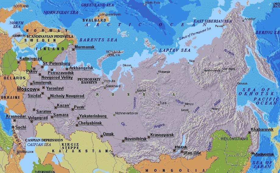 mapa de Moscú, Rusia