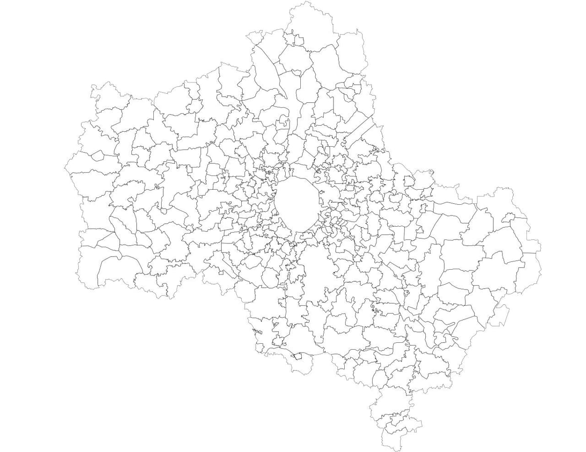 Moskva municipios mapa