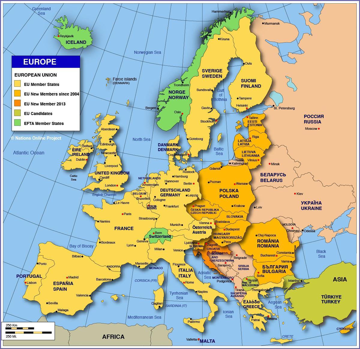 Moscú en el mapa de europa