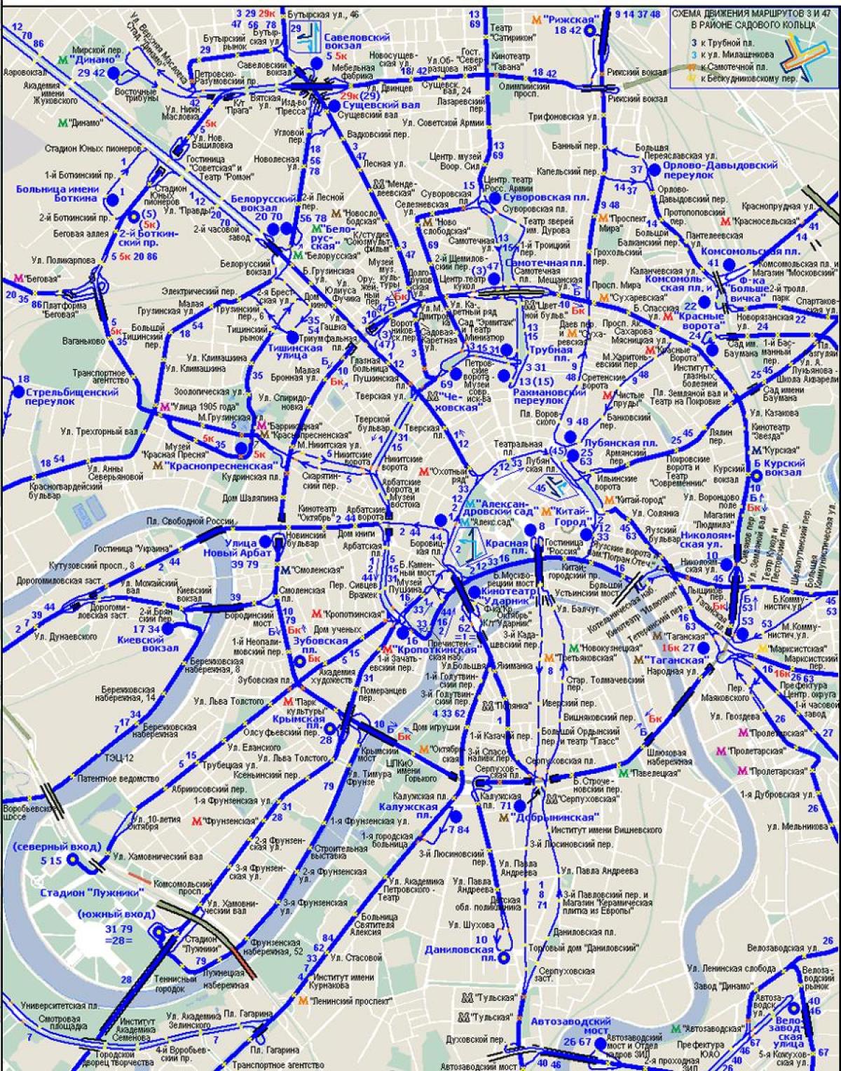 mapa de Moscú trolebús