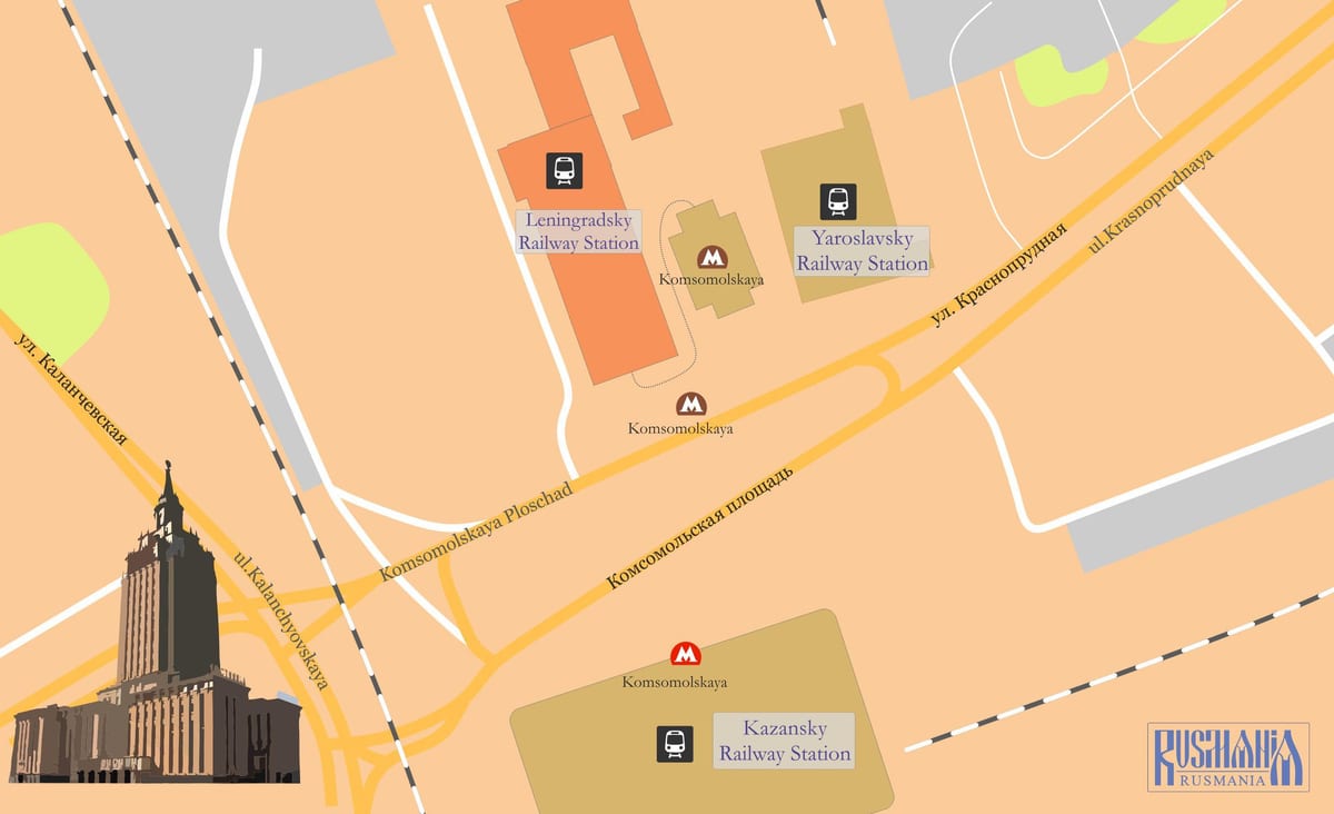 mapa de Moskva oktiabrskaia de la estación de