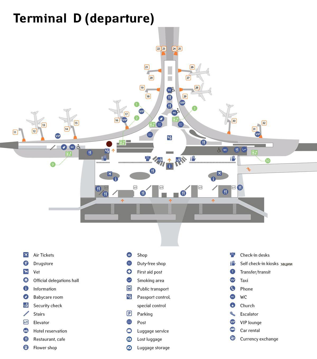 El aeropuerto de Sheremetyevo mapa de la terminal d