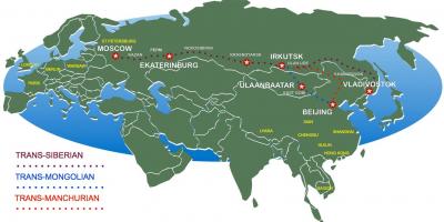 De Beijing a Moscú en tren mapa de la ruta