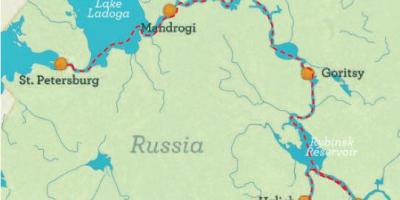 Mapa de San Petersburgo a Moscú crucero