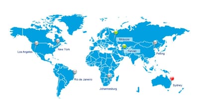 Moscú, Rusia en el mapa del mundo