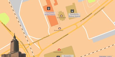 Mapa de Moskva oktiabrskaia de la estación de